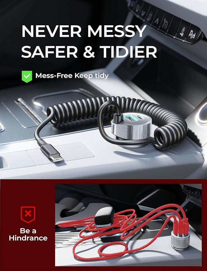 LISEN 65W iPhone 17 Pro Max Car Charger USB C Fast Charging,Super Fast iPhone 16/17 Pro Car Charger Type C Adapter Fit iPhone 17 Air ProMax Plus/16/15,Pixel 10, Samsung Galaxy S25/24,Android,Sliver