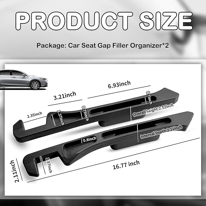 2PCS 2026 Upgraded Car Seat Gap Filler Organizer,Deepened 2-in-1 Car Gap Seat Filler with Storage Slots & Reserved Charging Hole,Universal in Between Cars Seats Catcher