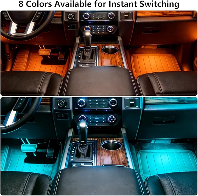 led car Lights Interior,Ambient Lighting car Interior,footwell Lighting for car,APP Control 16 Million Colors Music Sync,DIY Mode Multicolor LED Interior Lights for Cars,Trucks,SUVs,12V Power