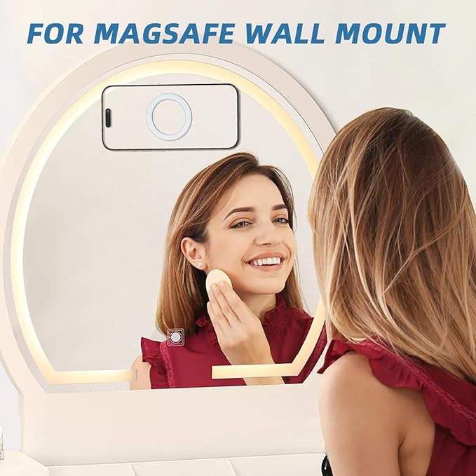 2 Pack Wall Mount Magnetic Phone Holder for iPhone 17/17 Pro/17 Pro Max/Air/16 15 14 13 12 Pro Max Plus mini, Hands-Free Magnet Shower Mirror Cell Phone Holder/Car Sticker Phone Stand, White