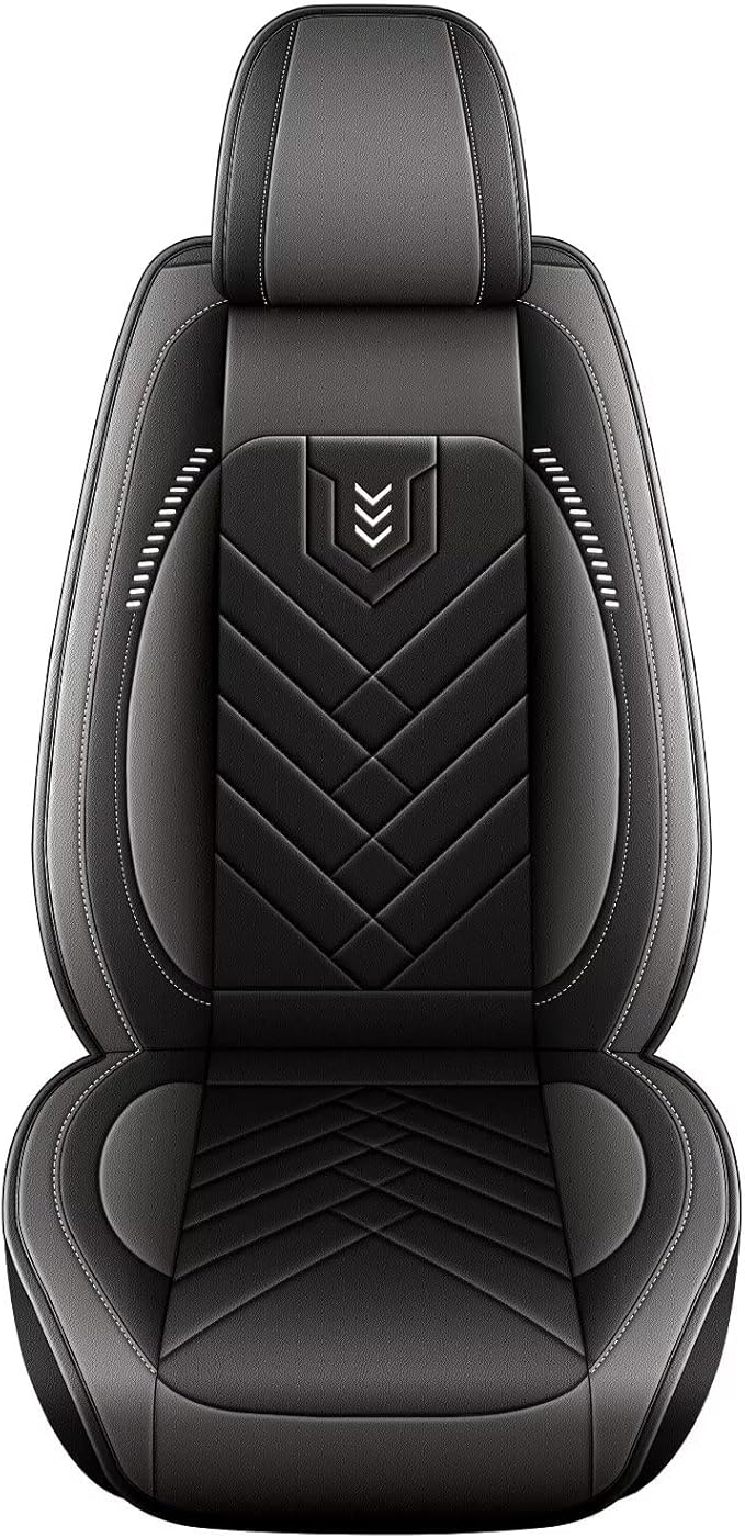 AOMSAZTO Seat Covers Fit for Dodge Charger Car Waterproof Seat Protectors 2006-2026 Full Set Fit for : 2 Seat Automotive Faux Leather Seat Covers(Black+Grey)