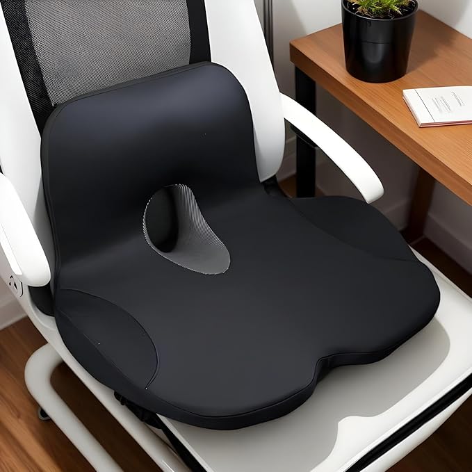 Ergonomic Car Seat Cushion - Non Slip Lumbar Support Pillow for Correction, Soft Foam with Full Back Support, Chair Pad for Women Men Hips Office Driving Home Travel Comfort
