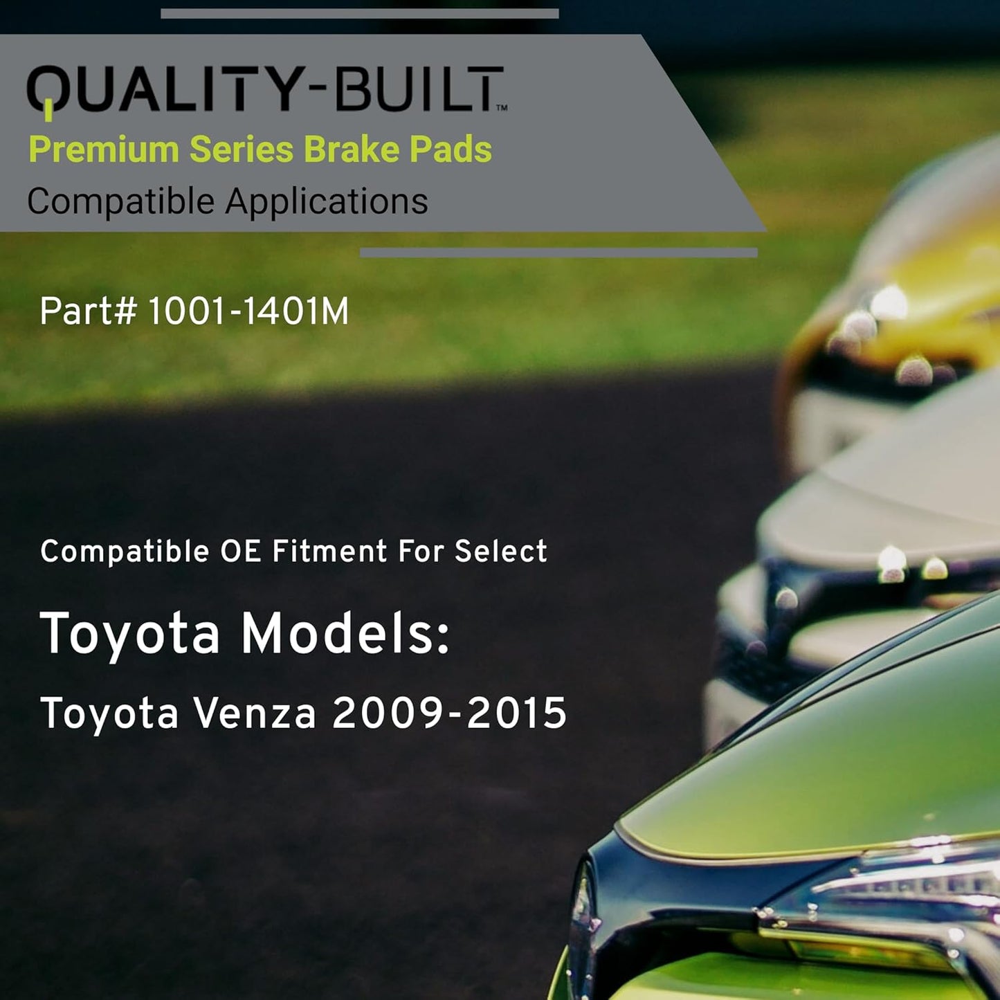 Premium Semi-Metallic Front Brake Pads (1001-1401M) Compatible with Toyota Venza 2009-2015