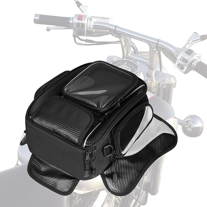 Motorcycle Tank Bag for Suzuki GSXR 750, Strong Magnetic Waterproof Oxford Black Motorbike Quick Release Pannier Bag