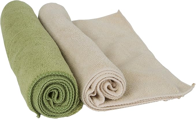 Bamboo Naturals Microfiber Cleaning Cloths, Attract Dust Like a Magnet, Use Wet or Dry, Ultra-Soft and Non-Abrasive, Reusable anad Durable, Machine Wash, Green and Tan, 10 Pack