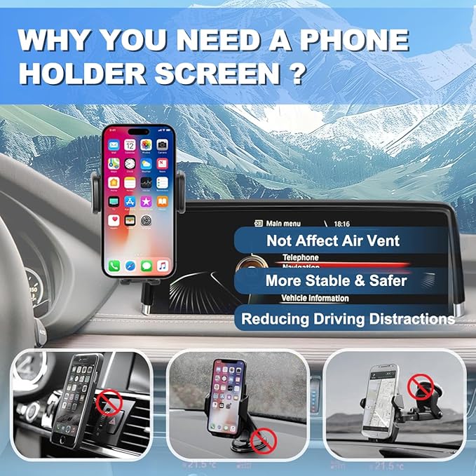 Car Phone Holder Fit for 2014-2018 BMW X5 / 2015-2019 BMW X6 Accessories Phone Mount 10.3-inch Screen Fixed Clip, Cell Phone Automobile Cradles Hands-Free 360 Degree Rotation Not Affect Air Vent