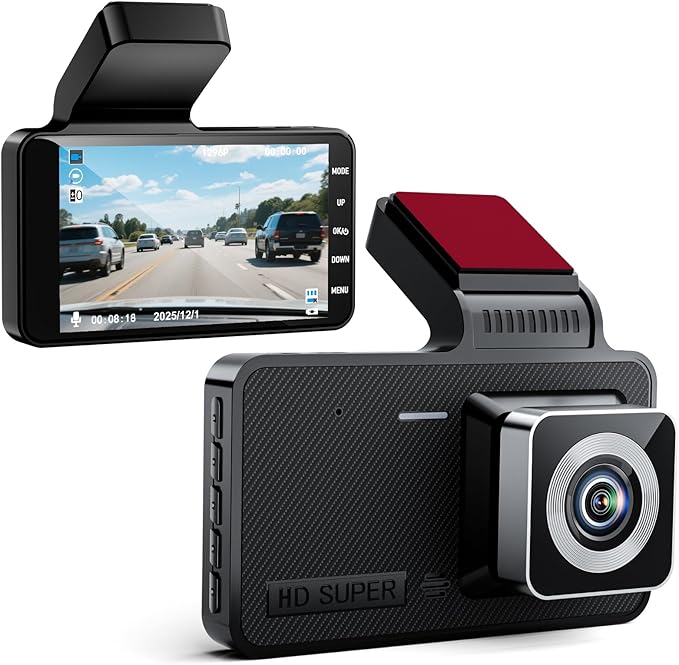 1080p HD Dash Cam, 4-inch Car Dash Cam with Super Night Vision, 170° Wide Angle, Loop Video Motion Detection
