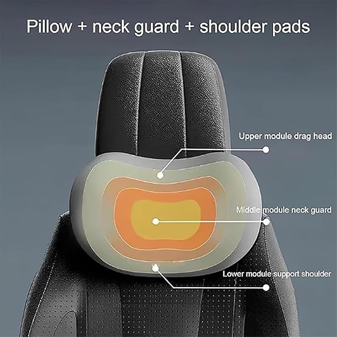 Car Headrest & Lumbar Support Cushion for Dodge Ram Promaster 2013-2020, Ergonomic Memory Foam Neck Head Pillow Seat Adjustable Strap Removable Breathable Interior Accessories,Black