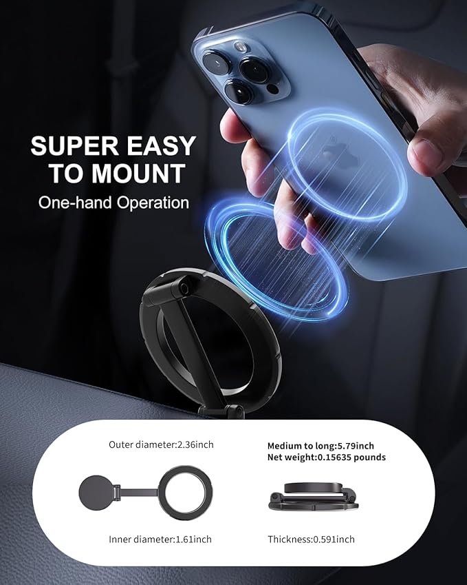 Fits Magsafe Car Mount for Car Dash&Tesla Screen[All-Metal] Ultra Magnetic Phone Holder for car, 360° Adjustable Car Phone Mount for Phone & Android（Metal）