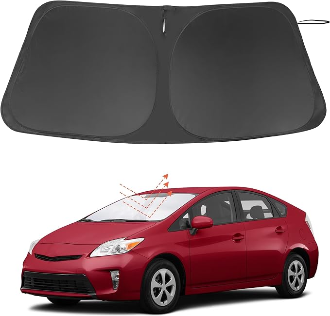 Windshield Sun Shade Custom Fit for 2012-2019 Toyota Prius C Accessories Foldable Sunshade Sun Blocker Protect Car from Sun Rays & Heat Damage Keep Car Cooler
