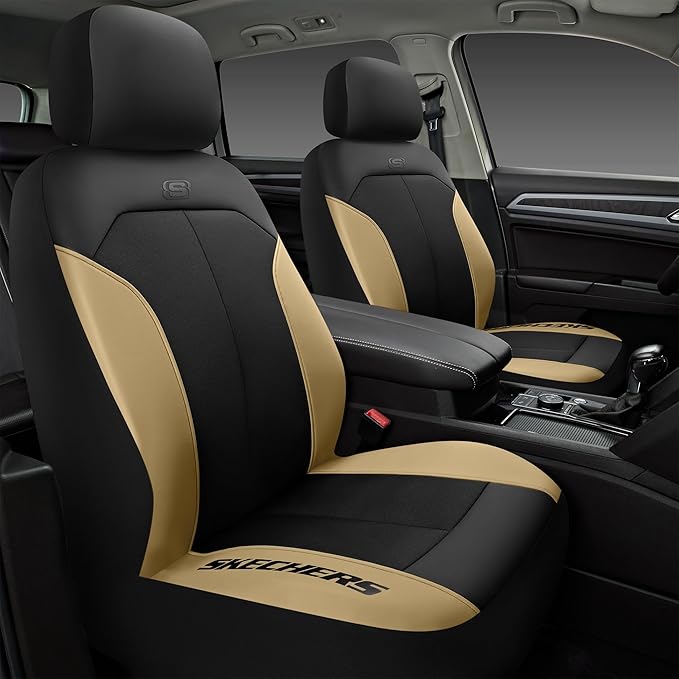 Skechers Car Seat Covers,GOGA Mat Oxford Cloth Seat Covers,Waterproof Car Seat Covers Front Seats,Automotive Universal Fit Seat Cover for Most Cars, Suvs, Trucks,Beige