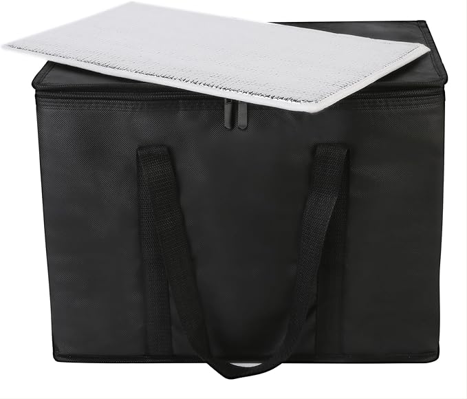 Bodaon Insulated Food Delivery Bag With Hard Bottom, XL Pizza Cooler Bags, Rideshare Delivery Bag, Thermal Cold/Hot Styrofoam Carrier for Travel/Shopping/Catering/Car