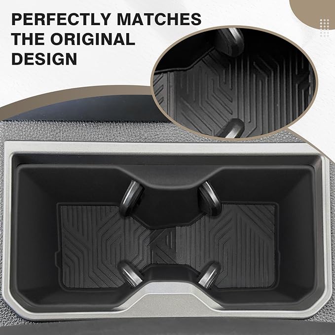 Muslogy Center Console Front&Rear Cup Holder Inserts Compatible with 2024 2025 2026 Toyota Tacoma Accessories Middle Console and Rear Armrest CupHolder Silicone Rubber Organizer 2PCS Set