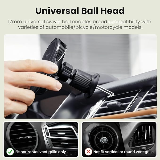 pitaka Magnetic Car Mount for iPhone 16/15/14/13 Series, Magnetic Car Charger with NFC Feature, 360 Degree Rotation [MagEZ Car Mount Pro 2, Universal]