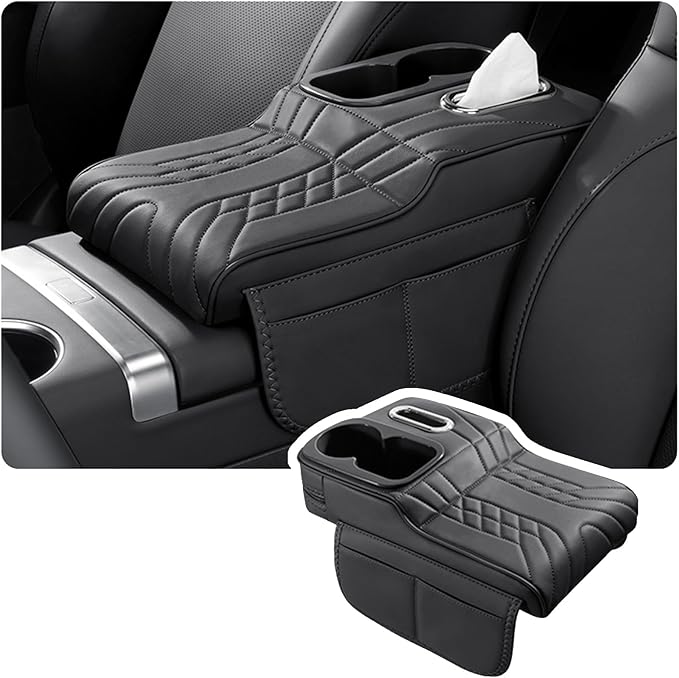 Car Armrest Cover for Tesla Model X 2015–2020 2021 2022 2023 2024 2025 2026, Center Console Cover Mat Armrest Seat Box Cover Cushion Console Pad Interior Accessories,A