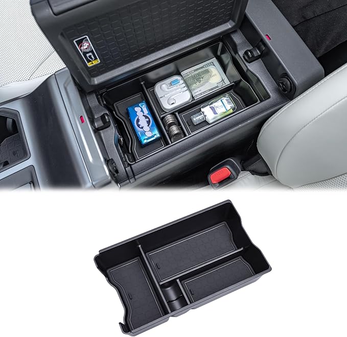 JDMCAR Center Console Organizer Compatible with 2026 Toyota Rav4, Insert ABS Secondary Storage Tray with Non-Slip Silicone Liner for RAV-4 Interior Accessories