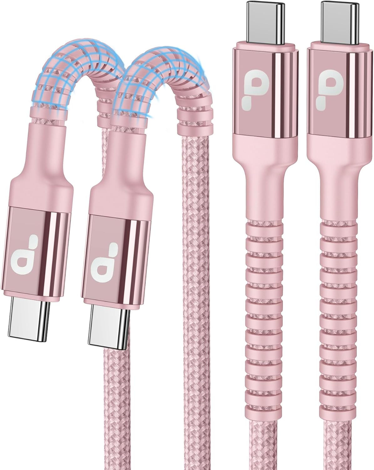 USBC Cable 10FT, 2Pack Long USBC Fast Charging Cable, Nylon Braided USB C to USB C iPhone Charger Cord Compatible with iPhone 16/15/Pro Max/Plus/Samsung Galaxy S23/LG/Switch-Pink
