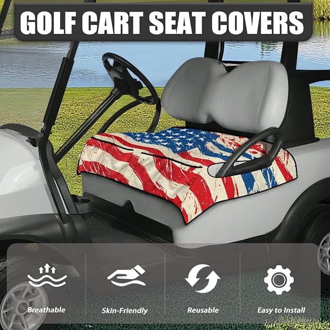 Biyejit Golf Cart Seat Covers with 4 Pockets Golf Cart Seat Towel Blanket Fits 2-Seat Golf Carts, Golf Cart Accessories