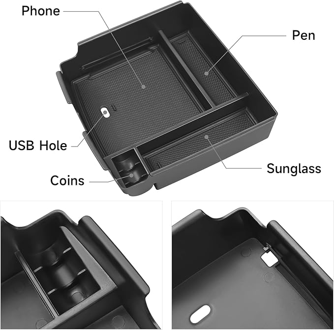 YOJOJOCO Center Console Organizer Compatible with Kia Carnival 2026 2025 2024 2023 2022 (LX/LXS/EX/SX/SX Prestige) Accessories Black ABS Plastic Material Armrest Secondary Storage Box