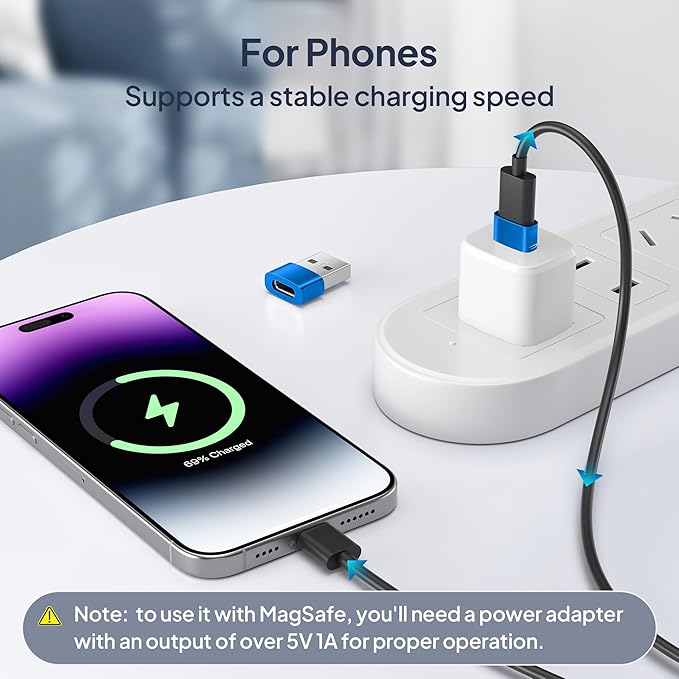 Basesailor USB to USB C Adapter 3Pack,Type C Female to A Male Car Charger USBC Cable Converter for iPhone 17 17e 16 16e 15 Pro Max Plus,Apple Watch 11 SE/Ultra 3,Airpods Pro 3,iPad Air,Galaxy S26 A56