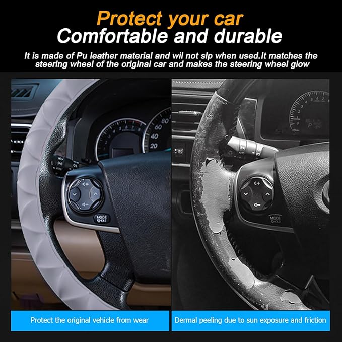 Car Steering Wheel Cover, Anti-Slip Soft Silicone Automotive Steering Wheel Protector, Comfortable Vehicle Steering Wheel Protective Accessories, Universal for RV, SUV, Truck (Gray)