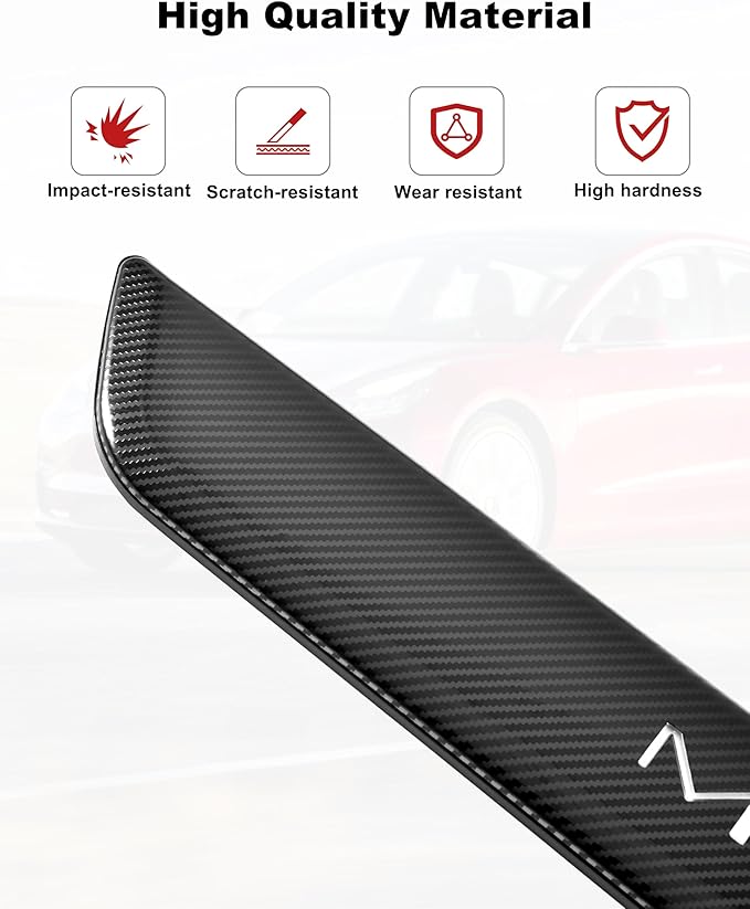 LED Door Sill Lights for Tesla Model 3 2017-2025 Accessories, ABS Scratch-Resistant Sill Protector with 7-Color RGB Lighting, Battery Powered Model 3 Pedal Mood Lamp, Carbon Fiber, 4PCS