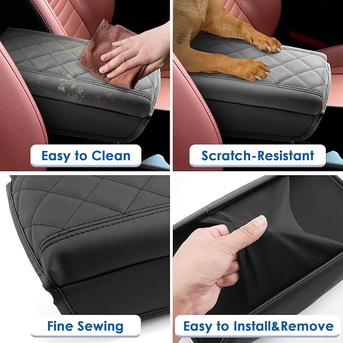 2025 2026 Sportage Console Cover for Kia Sportage (LX/EX/X-Line/SX/SX Prestige/X-Pro/X-Pro Prestige), Waterproof &Cushion Leather Armrest Cover 2026 2025 Sportage Hybrid Accessories - Padded