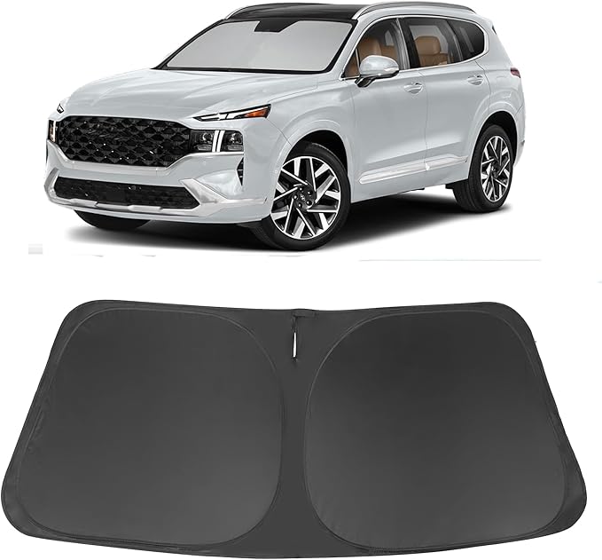 Windshield Sun Shade Custom Fit for 2019-2023 2024 2025 2026 Hyundai Santa Fe Accessories Foldable Sunshade Sun Blocker Protect Car from Sun Rays & Heat Damage Keep Car Cooler