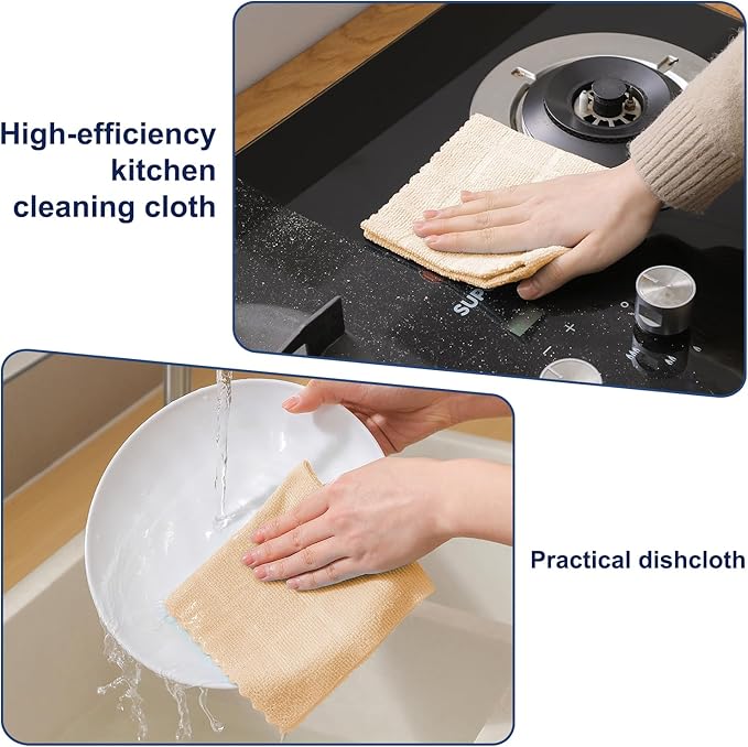 80 Pack Microfiber Cleaning Cloth Roll,Lint Free Rags Paper Towels & Tear Away Reusable Towels,Washable Shop Rags,Wash Cloths Dish Rags(12" x 12") for Car Kitchen Window Garage-Apricot Yellow