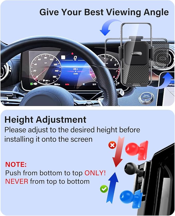 Phone Mount for Mercedes Benz GLC 2023 2024 2025 2026 C-Class 2022 2023 2024 2025 2026 Accessories 12.3-Inch Screen Fixed Clip, Automobile Cradles Car Phone Holder, Cell Phone Base Not Block Air Vent