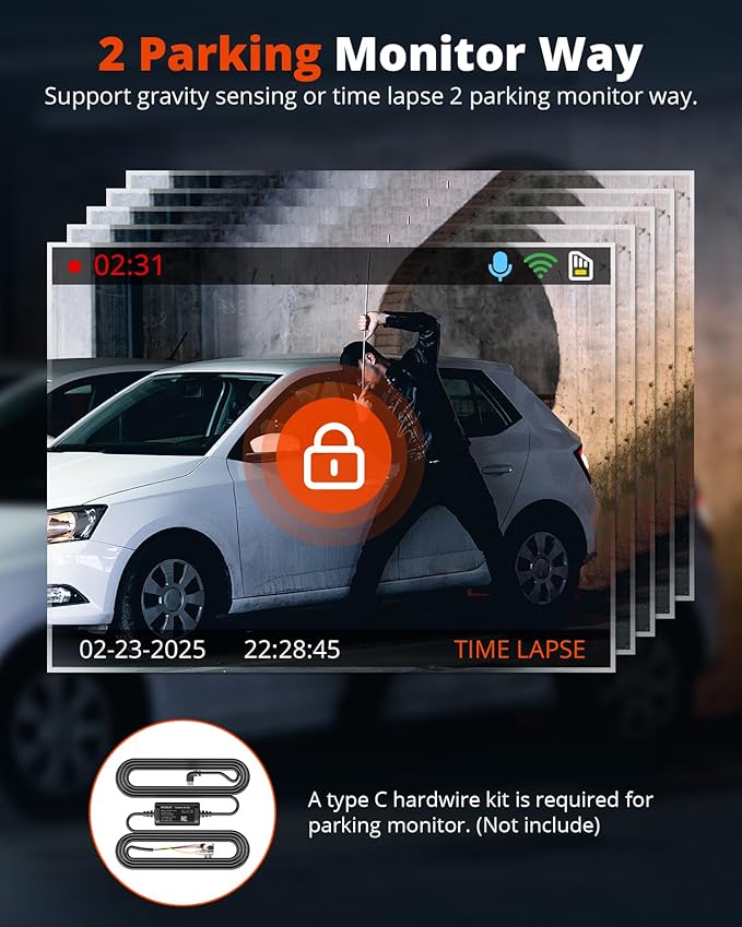 2K Dash Cam Front and Rear with 64GB SD Card, Wireless WiFi Dash Camera for Cars, 1.5'' Screen Mini Dashcam Front and Back, Support G-Sensor/Time Lapse 2 Kinds Parking Monitor