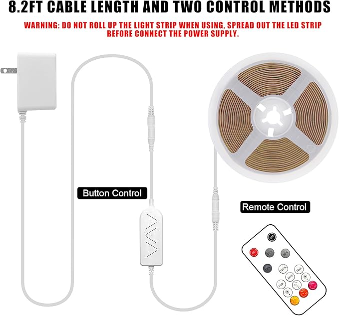 Tatazone 32.8ft Green COB Led Strip Lights with RF Remote, Dotless, Indoor, Dimmable, Adhesive Led COB Light Strip for Cabinet, Room, Bed, Paintings