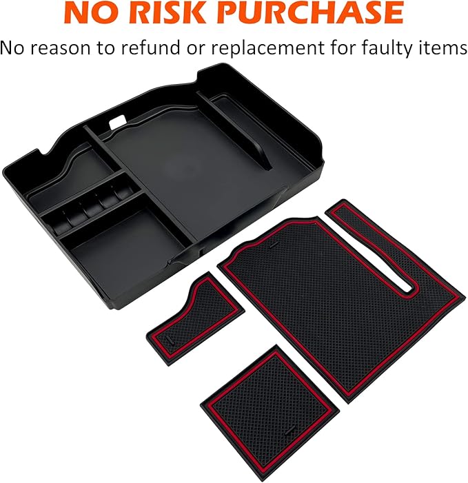 JOJOMARK Center Console Organizer fits for Dodge RAM 2025 2024 2023 2022 2021 2020 2019 1500 2500 3500 Accessories Interior Storage Box Armrest Storage Tray (Red)
