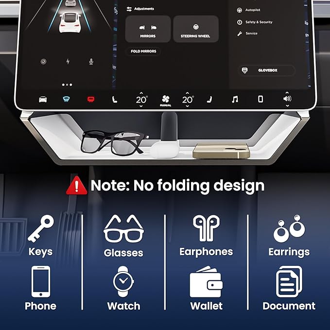 for Model Y Juniper Under Screen Storage Organizer 2025-2026 Upgrade, Model 3 Highland Center Console Organizer Tray 2024-2026 for Tesla Model Y Juniper Accessories, White