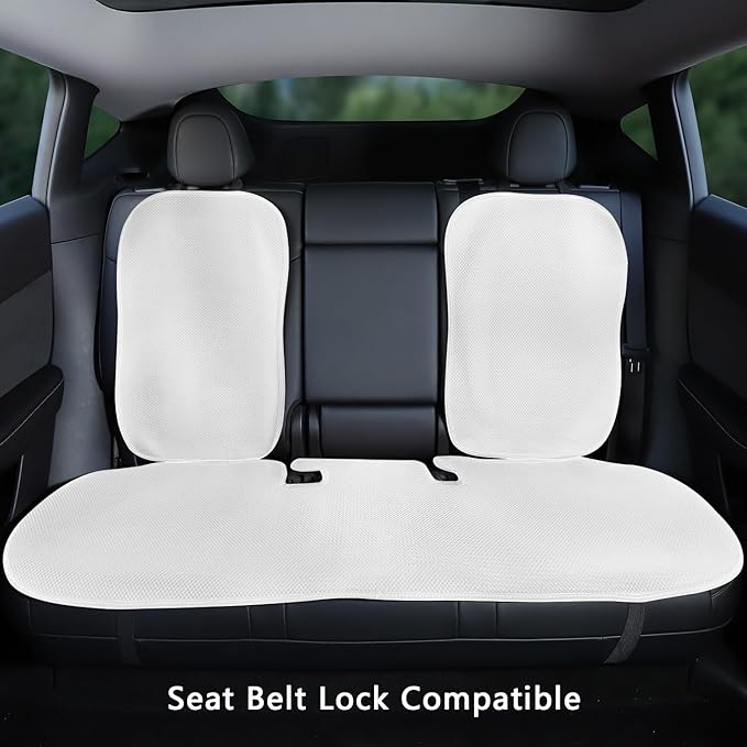 Rear Car Seat Covers for Tesla Model Y Juniper 2025 2020-2024 Breathable Interior Seat Cushion Protector All Season Protection (Without Logo)
