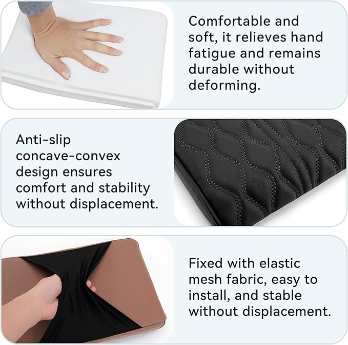 Car Center Console Cover, Leather Waterproof Vehicle Armrest Box Pad, Memory Cotton Comfortable Automotive Interior Seat Box Cushion Protector Accessories, Universal for Most Cars (Brown)