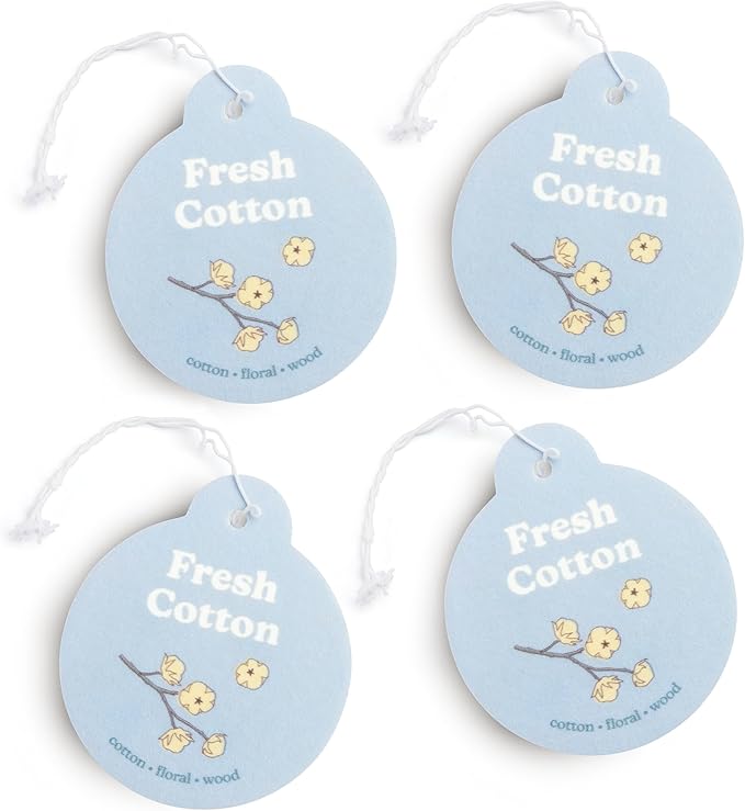 Happy Wax Fresh Cotton Car Charms 4-Pack - Scent Notes: Cotton, Floral and Wood