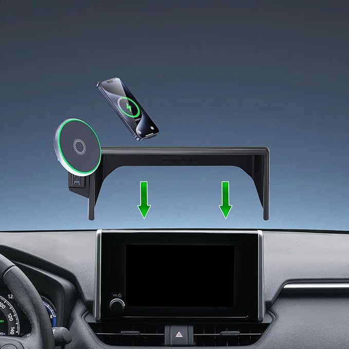Car Phone Holder for Toyota RAV4 2019-2025 Accessories 15W Fast Wireless Charger Apply to 7/8 Inch Touch Screen Fixed Clip Magnetic Cell Phone Mount Hands-Free 360°Rotation