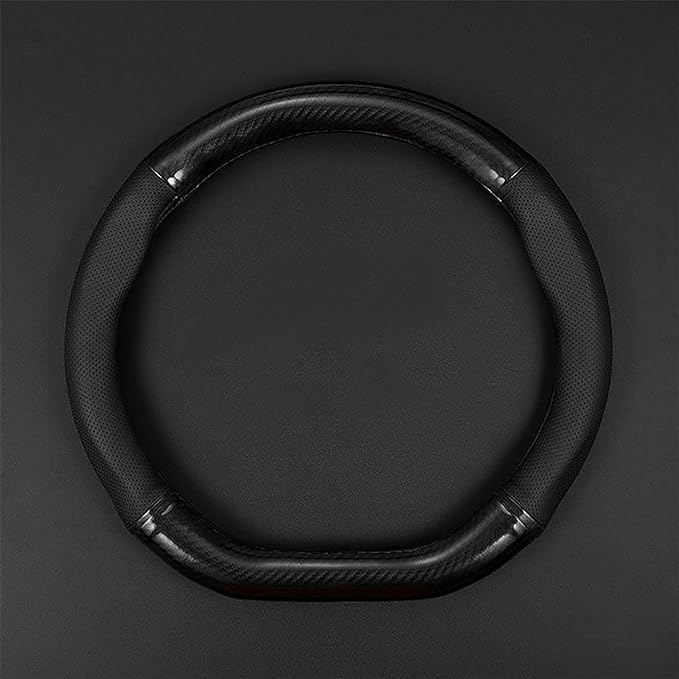 gunhunt 1 PC Car Breathable Steering Wheel Cover, Carbon Fiber Non-Slip Steering Wheel Protector, Wear -Resistant Steering Wheel Sleeve, Four Seasons Universal Steering Wheel Set (D -Shaped)