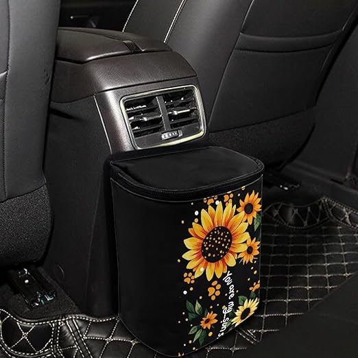 BIGCARJOB Sunflower Car Garbage Can Hanging Cute Dog Paw Trash Bag for Back Seat Auto Interior Storage Bags Car Trash Interior Accessories for Womens