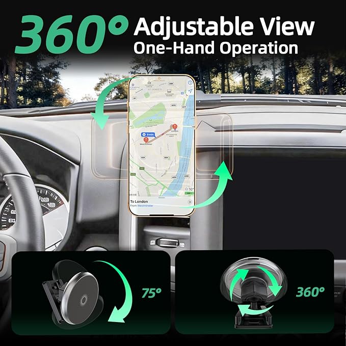 Phone Mount for Dodge Ram 1500/2500/3500 (2019-2024, 5" & 8.4"), 15W Wireless Charger, Magnetic Phone Holder, Dashboard Car Holder,360°,Hands-Free, 2022 Truck Driver Essentials(Not for Column Shifter)