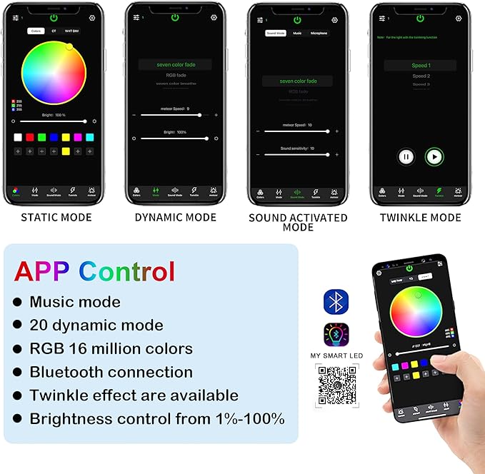 ATOKEE 16W Twinkle Dual Head Fiber Optic Light Box, Bluetooth App/RF Remote Control for Starlight Headliner, Car Plug & Power Adapter, PG Connector & 3 Drill Bits