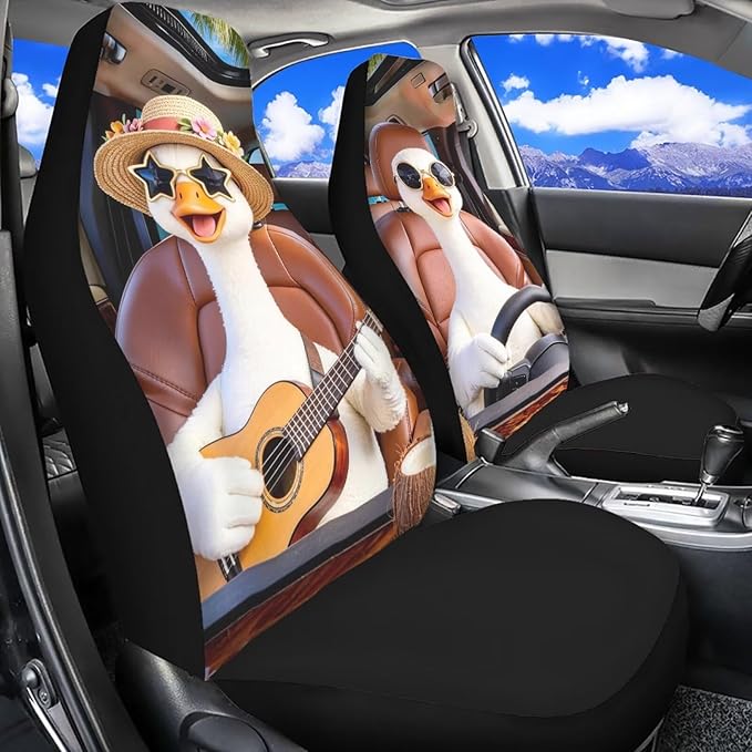 Goose Car Seat Covers Cool Comfortable Car Seat Cover for Front Seats Set of 2 Removable Automotive Accessories Elastic Polyester Suitable for Most Cars,SUV,Sedan