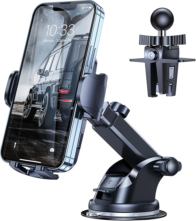 Phone Mount for Car [Military-Grade Super Suction] Universal Hands-Free Phone Holder for Dashboard Windshield Air Vent for iPhone 17/16 Pro Max Air Plus Samsung All Phones