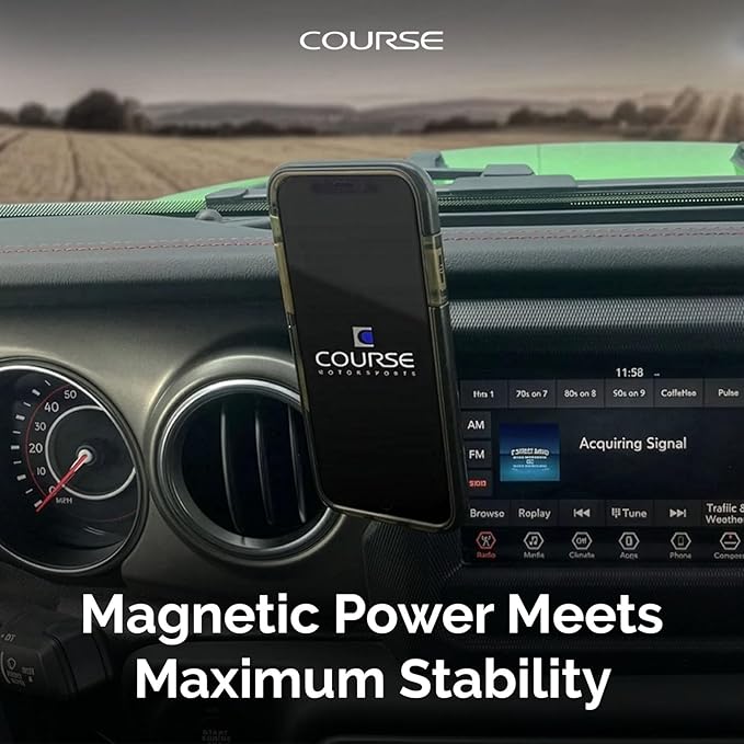 Course Motorsports Direct Fit Phone Mount | MagSafe Compatible | Magnetic Non Charging Head | Car Phone Holder | Compatible with Jeep Wrangler Gladiator Rubicon (2018+)