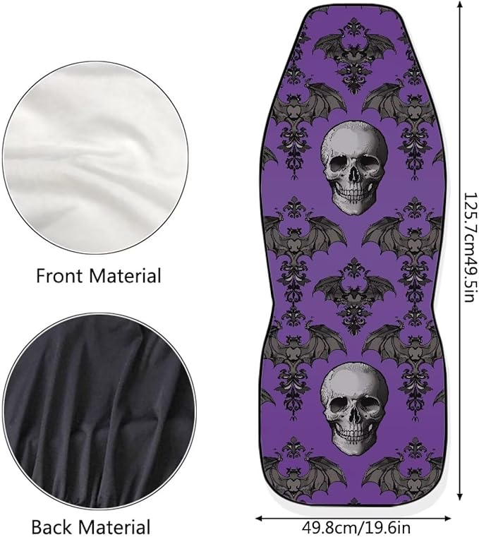 Halloween Skull Bat Car Seat Cover, Non-Slip Auto Front Seat Covers Automobile Seats Protectors Car Accessories for Vehicle, Cars, Sedan, Truck, SUV, Van