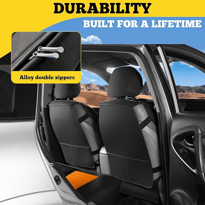 LINGVIDO Full Set Car Seat Covers, Faux Nappa Leather, Airbag Compatible and Waterproof Protectors for Sedans SUVs, Breathable Interior for Active Families, Pets, and Commuters (5 Seats, Black/Brown)