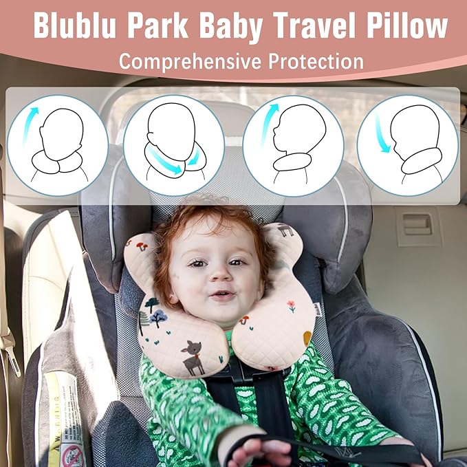 Baby Travel Pillow Upgraded, Soft Baby Head Support Pillow for Newborn Toddler, Babies Neck Car Seat, Pushchair and Strollers, Deer