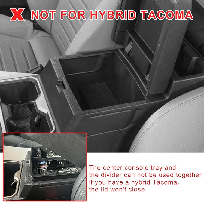 JKCOVER 2PCS Center Console Organizer Compatible with 2024 2025 2026 Toyota Tacoma(4th Gen) Center Console Tray and Divider Storage Accessories