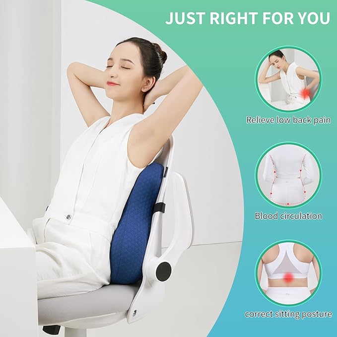 seeknow Lumbar Support for Chair Back Support for Couch Lumbar for Car Office Chair Back Cushion for Lower Back Pain Memory Foam Back Rest for Desk Chair, Recliner, Car Seats